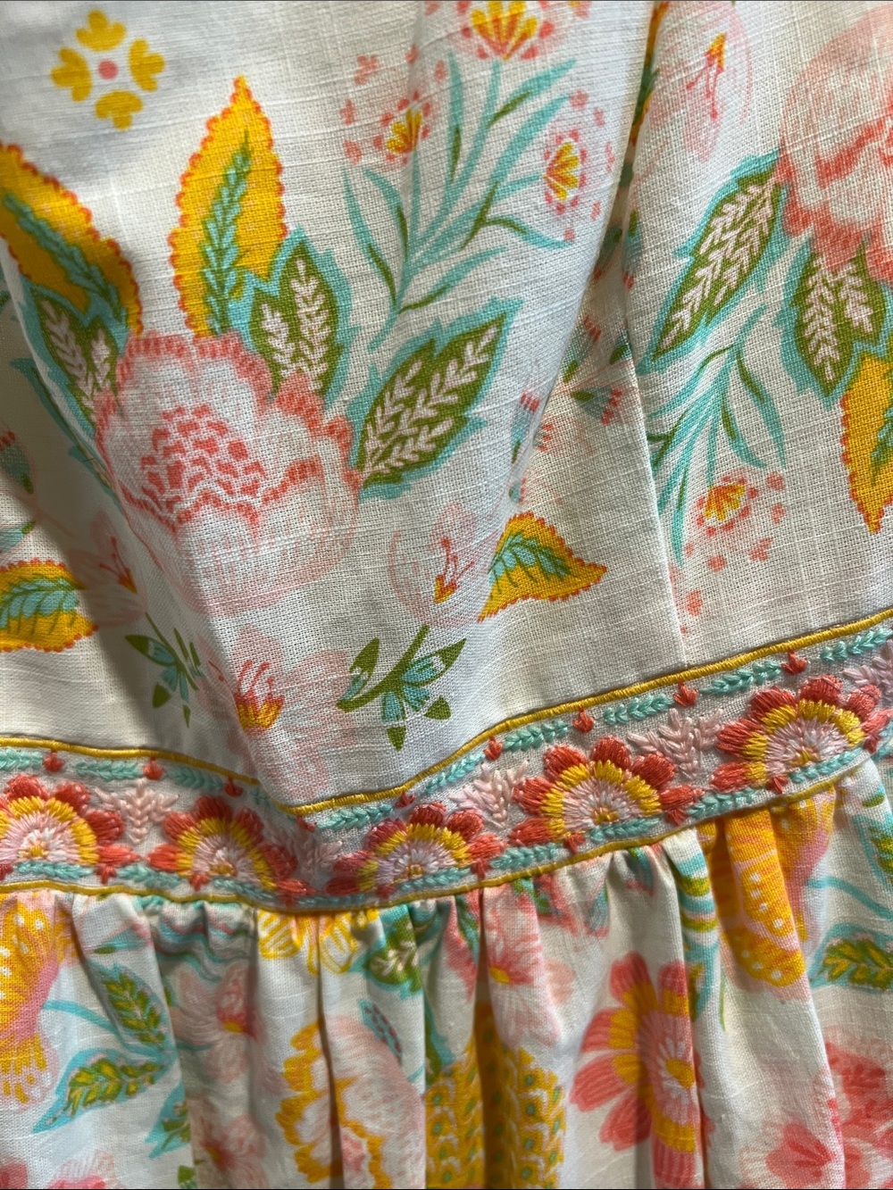 Floral Tiered Sundress in Pastel Yellow and Pink - Picture 5 of 14